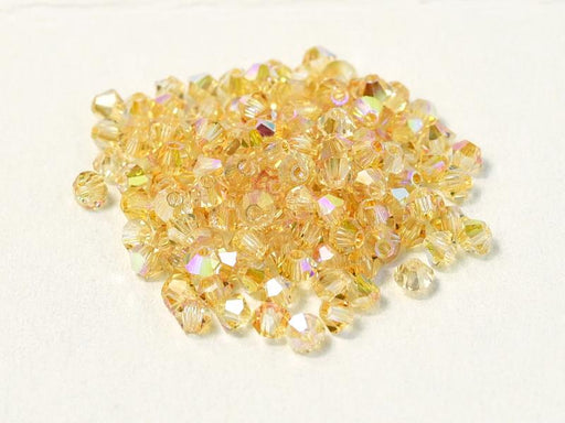 Machine Cut Beads (M.C. Beads) 3 mm, Crystal Yellow Rainbow, Czech Glass