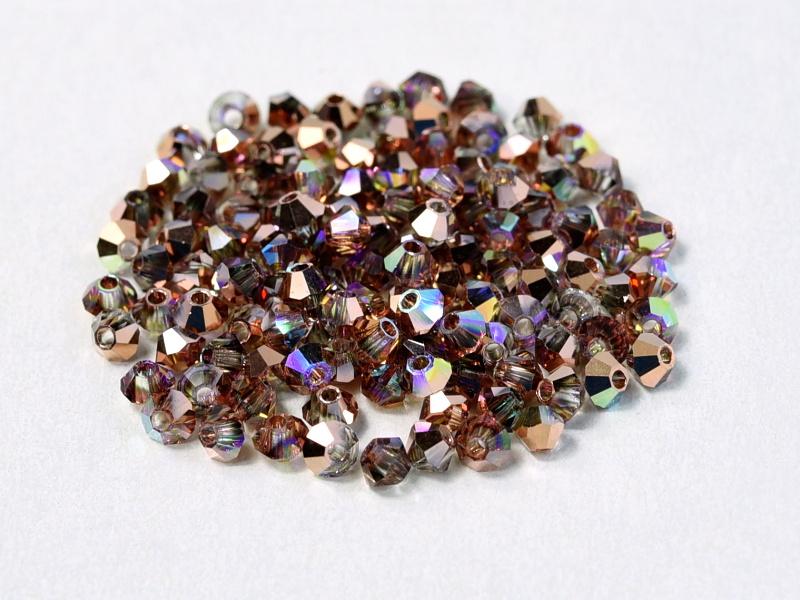 Machine Cut Beads (M.C. Beads) 3 mm, Crystal Copper Rainbow, Czech Glass