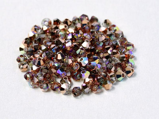 Machine Cut Beads (M.C. Beads) 3 mm, Crystal Copper Rainbow, Czech Glass