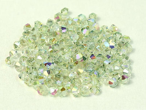 Machine Cut Beads (M.C. Beads) 3 mm, Crystal Green Rainbow, Czech Glass
