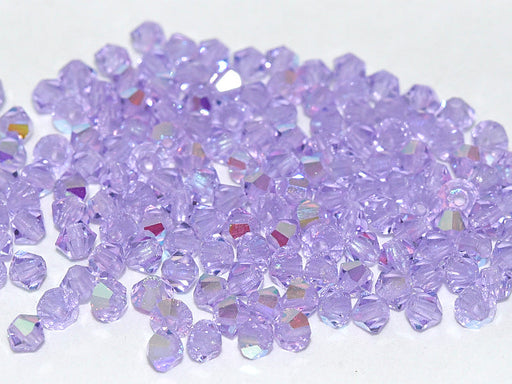 Machine Cut Beads (M.C. Beads) 3 mm, Violet Transparent AB, Czech Glass