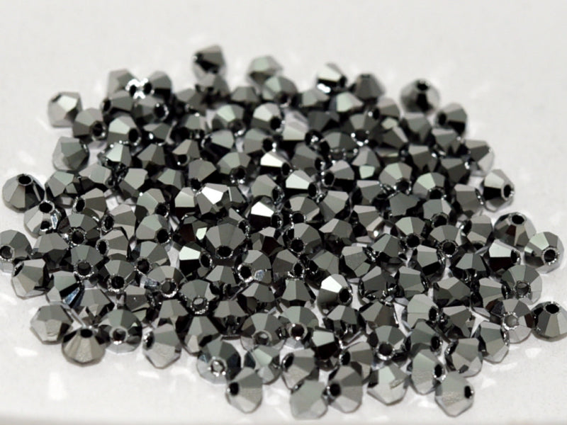 Machine Cut Beads (M.C. Beads) 3 mm, Jet Light Hematite Full, Czech Glass