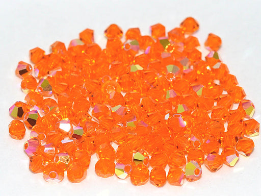 Machine Cut Beads (M.C. Beads) 3 mm, Sun Transparent AB, Czech Glass