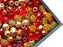 0,88 oz (25 g) Mix of Faceted Fire Polished Beads 3 mm, 5 Сolors Fiery Sunset, Czech Glass