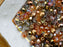 0,88 oz (25 g) Mix of Faceted Fire Polished Beads 3 mm, 5 Сolors Golden Splashes, Czech Glass