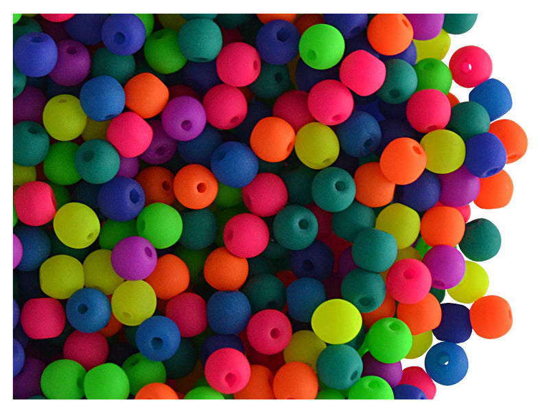 160 pcs Round NEON ESTRELA Beads, 3mm, Mix (UV Active), Czech Glass