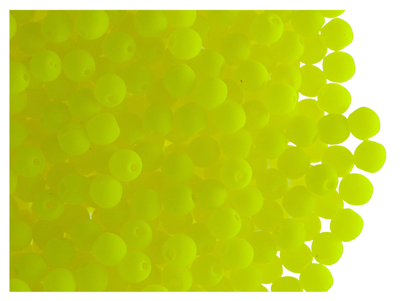 160 pcs Round NEON ESTRELA Beads, 3mm, Yellow (UV Active), Czech Glass