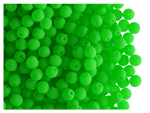 160 pcs Round NEON ESTRELA Beads, 3mm, Green (UV Active), Czech Glass
