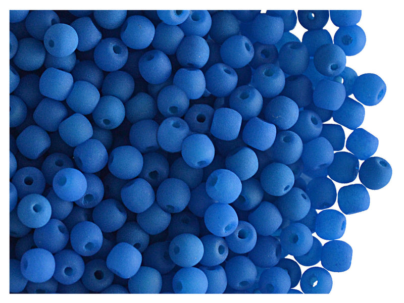 160 pcs Round NEON ESTRELA Beads, 3mm, Blue (UV Active), Czech Glass