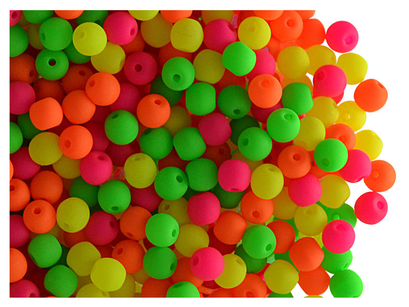 160 pcs Round NEON ESTRELA Beads, 3mm, Warm Mix (UV Active), Czech Glass