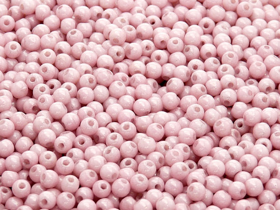 100 pcs Round Pressed Beads, 3mm, Chalk Lila Luster, Czech Glass