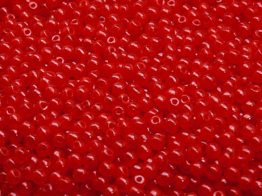 Round Beads 3 mm Red Opal Czech Glass Red