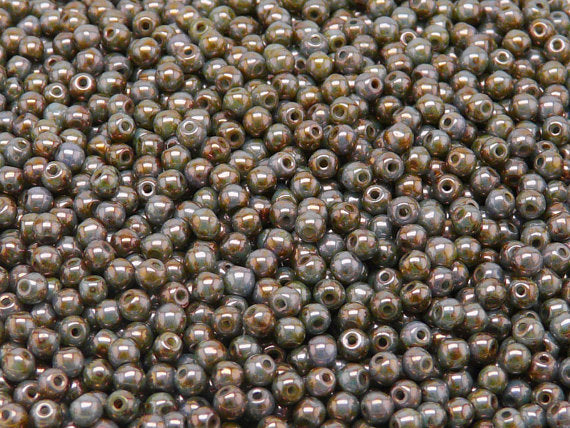 100 pcs Round Pressed Beads, 3mm, Chalk Grey Glaze, Czech Glass