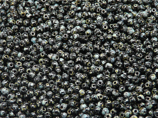 100 pcs Round Pressed Beads, 3mm, Jet Travertine, Czech Glass
