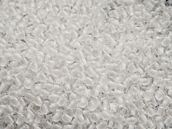 100 pcs Round Pressed Beads, 3mm, Crystal Clear, Czech Glass