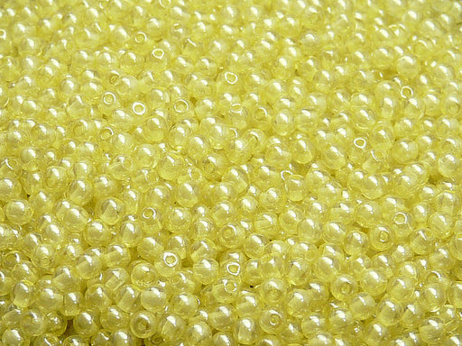 100 pcs Round Pressed Beads, 3mm, Crystal Yellow Luster, Czech Glass