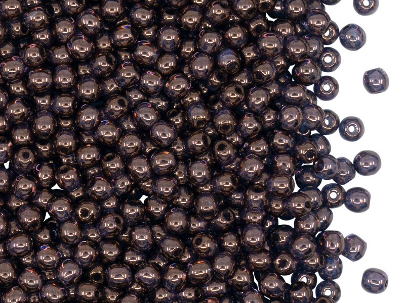 100 pcs Round Pressed Beads, 3mm, Vega On Crystal (Crystal Vega Luster), Czech Glass