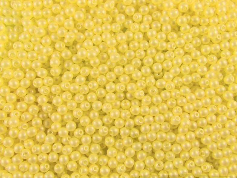 100 pcs Round Pressed Beads, 3mm, Alabaster Powder Light Yellow, Czech Glass