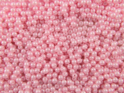 100 pcs Round Pressed Beads, 3mm, Alabaster Powder Pink Pearl, Czech Glass