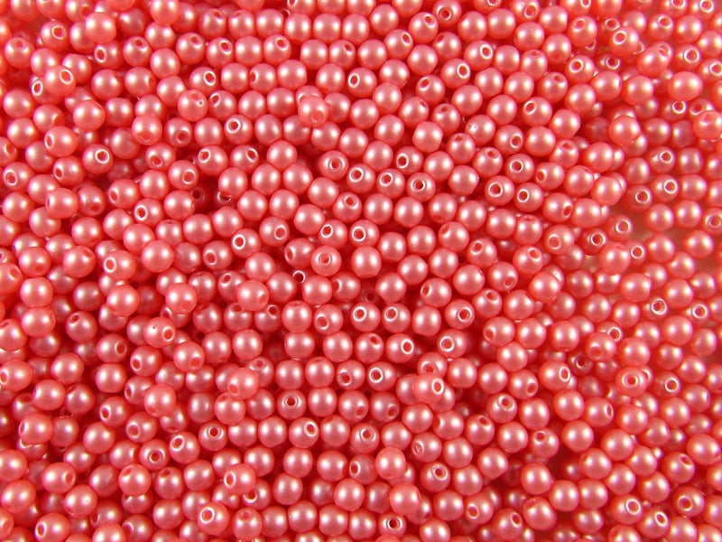 100 pcs Round Pressed Beads, 3mm, Alabaster Powder Rose, Czech Glass