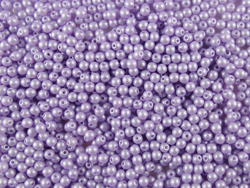 100 pcs Round Pressed Beads, 3mm, Alabaster Powder Lilac, Czech Glass