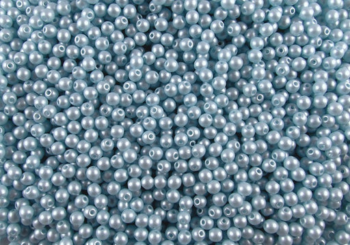 100 pcs Round Pressed Beads, 3mm, Alabaster Powder Light Blue, Czech Glass