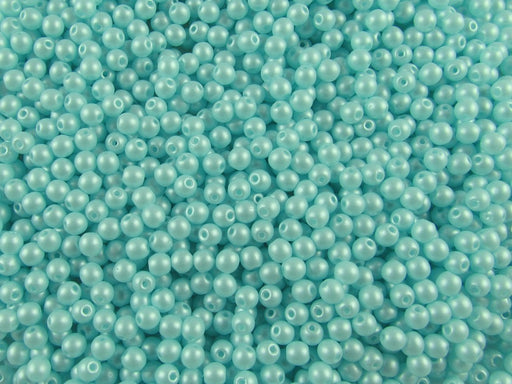100 pcs Round Pressed Beads, 3mm, Alabaster Powder Aqua, Czech Glass