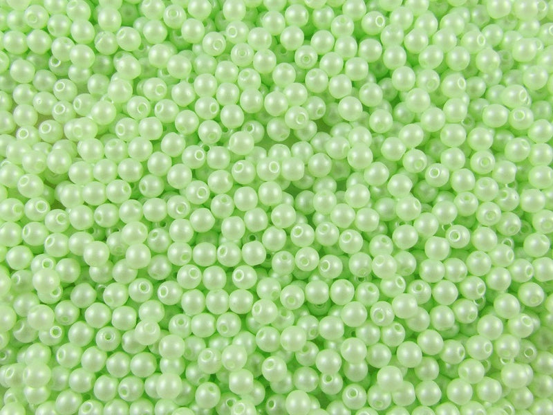 100 pcs Round Pressed Beads, 3mm, Alabaster Powder Light Green, Czech Glass