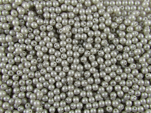 100 pcs Round Pressed Beads, 3mm, Alabaster Powder Gray, Czech Glass