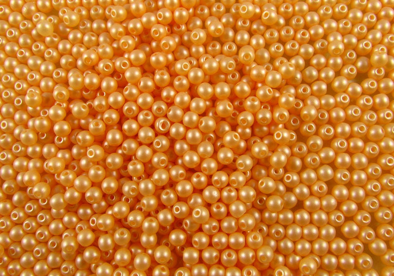 100 pcs Round Pressed Beads, 3mm, Alabaster Powder Apricot, Czech Glass