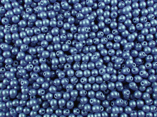 100 pcs Round Pressed Beads, 3mm, Alabaster Powder Cobalt Blue, Czech Glass