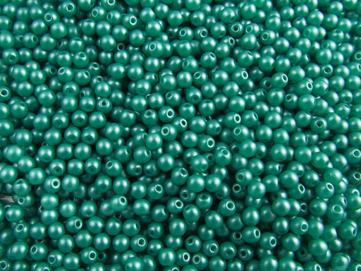 100 pcs Round Pressed Beads, 3mm, Alabaster Powder Dark Green, Czech Glass