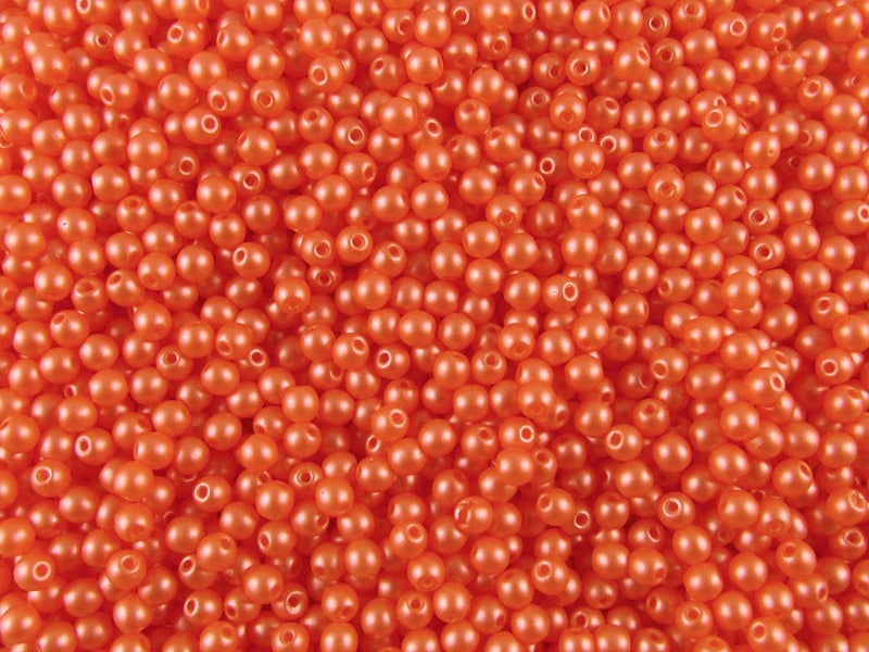 100 pcs Round Pressed Beads, 3mm, Alabaster Powder Orange, Czech Glass