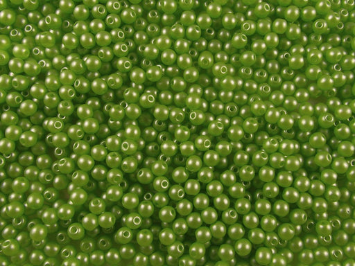 100 pcs Round Pressed Beads, 3mm, Alabaster Powder Green, Czech Glass
