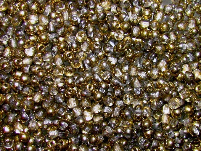 100 pcs Round Pressed Beads, 3mm, Crystal Amber Luster, Czech Glass