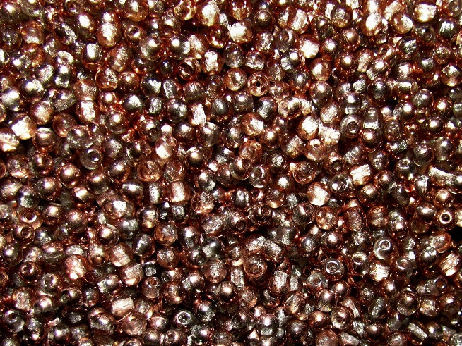 100 pcs Round Pressed Beads, 3mm, Crystal Capri Gold, Czech Glass
