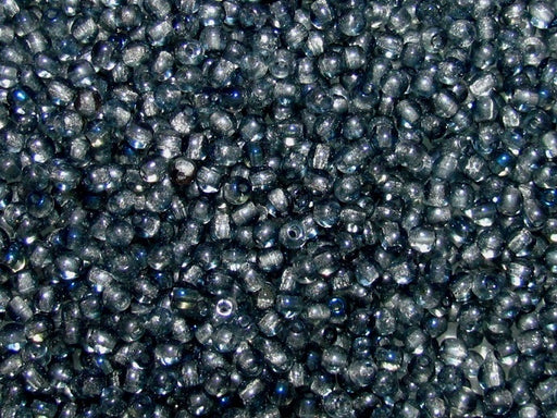 100 pcs Round Pressed Beads, 3mm, Crystal Blue Luster Azuro, Czech Glass