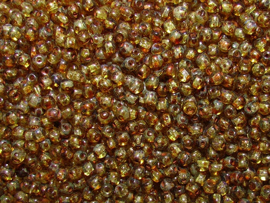 100 pcs Round Pressed Beads, 3mm, Crystal Travertine, Czech Glass