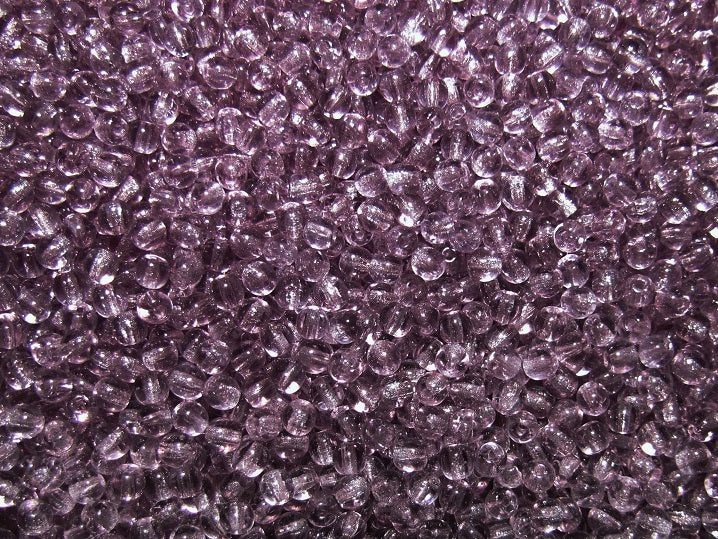 100 pcs Round Pressed Beads, 3mm, Light Amethyst Combined Transparent , Czech Glass