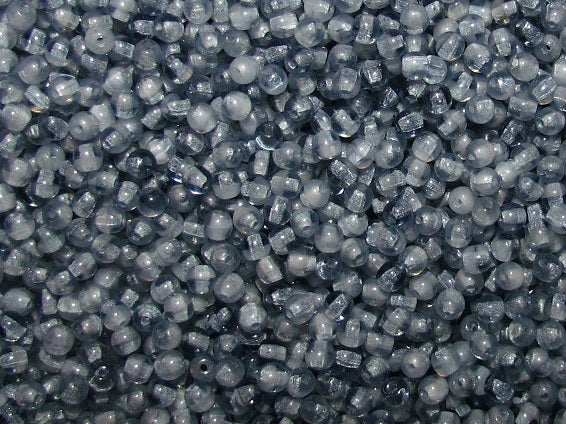 100 pcs Round Pressed Beads, 3mm, Blue with Stripes, Czech Glass