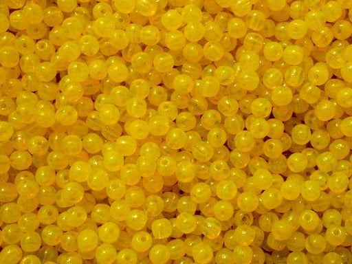 100 pcs Round Pressed Beads, 3mm, Opal Dark Amber (Yellow Opal), Czech Glass