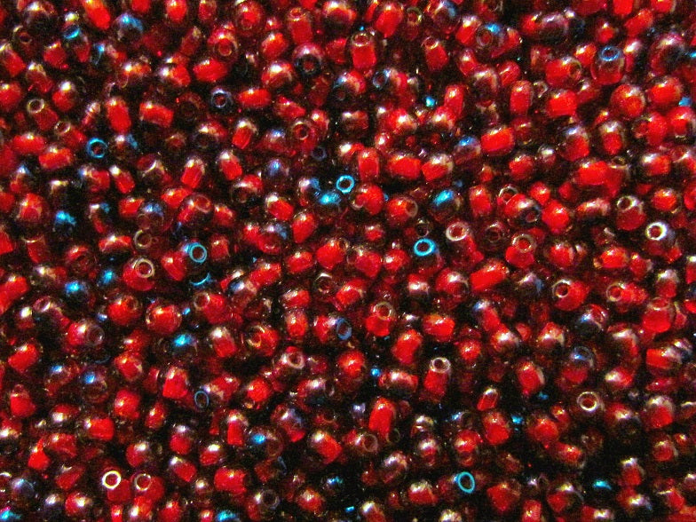 100 pcs Round Pressed Beads, 3mm, Ruby Transparent Luster Azuro (Red Wine Transparent Azuro), Czech Glass