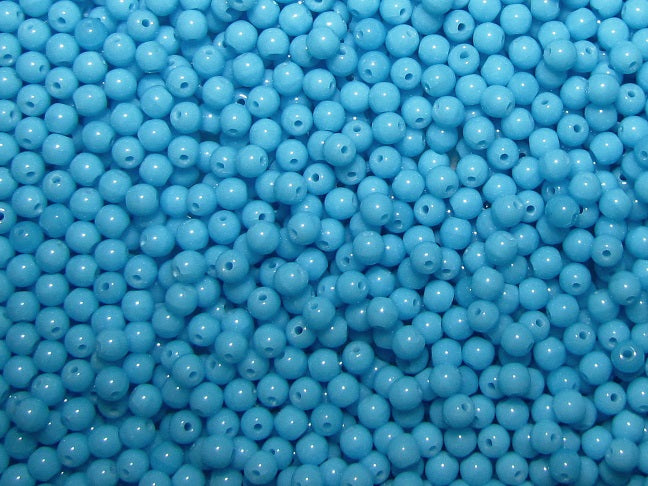 100 pcs Round Pressed Beads, 3mm, Opaque Turquoise Blue, Czech Glass