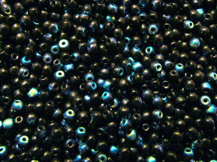 100 pcs Round Pressed Beads, 3mm, Jet Black AB, Czech Glass