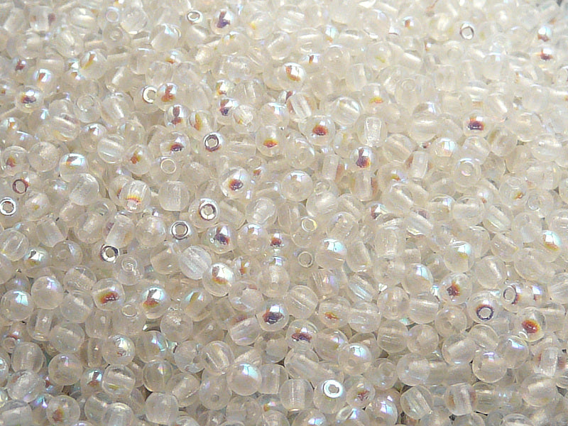 100 pcs Round Pressed Beads, 3mm, Crystal AB , Czech Glass