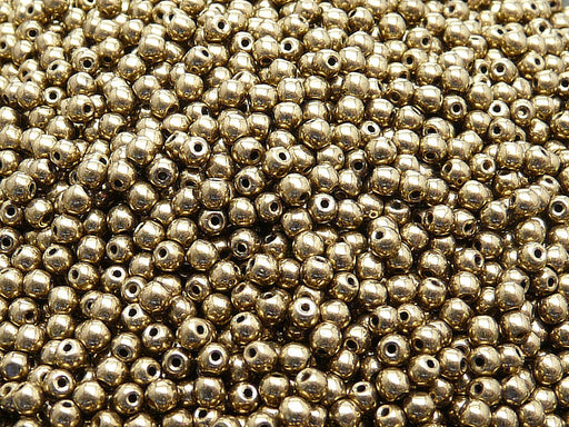 100 pcs Round Pressed Beads, 3mm, Jet Gold, Czech Glass