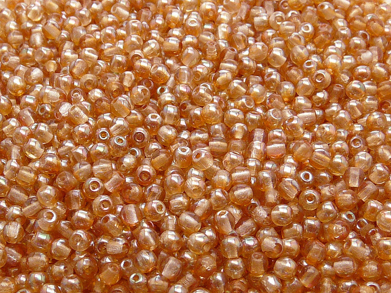 100 pcs Round Pressed Beads, 3mm, Crystal Apricot Medium, Czech Glass