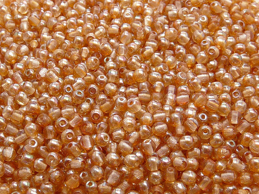 100 pcs Round Pressed Beads, 3mm, Crystal Apricot Medium, Czech Glass