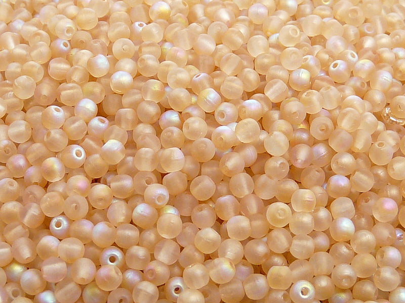 100 pcs Round Pressed Beads, 3mm, Crystal Matte Yellow Rainbow, Czech Glass