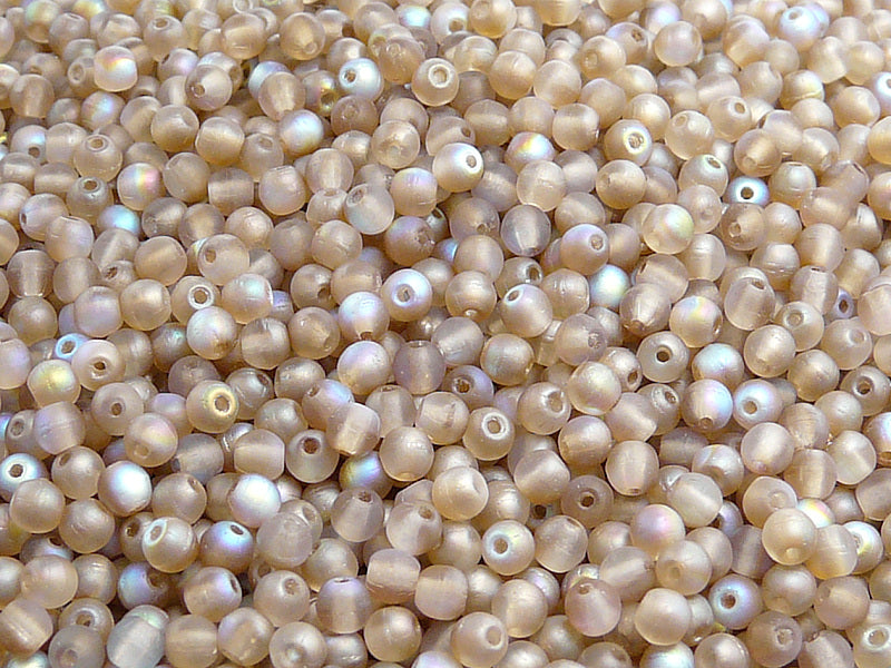 100 pcs Round Pressed Beads, 3mm, Crystal Matte Brown Rainbow, Czech Glass
